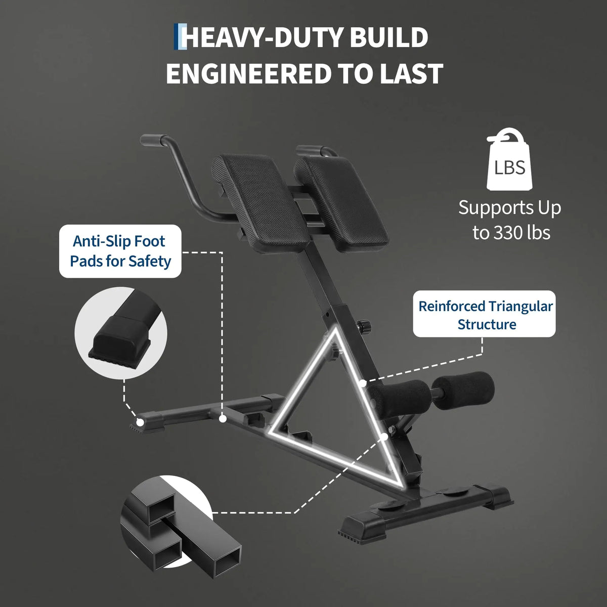 HiMISS Adjustable Roman Chair Hyperextension Bench for Core Training