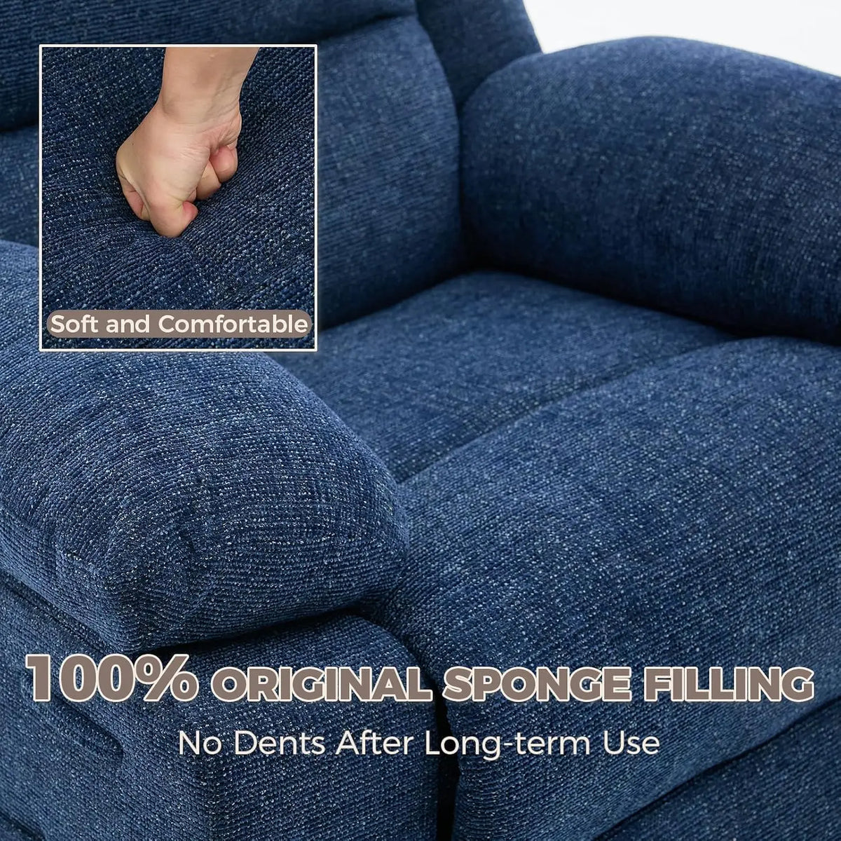 Sofa Massage Recliner Chair for Living Room Swivel Rocking Recliner Chair with Massage & Heat for Adults, with Footrest Breathable Linen Upholstery, 360° Swivel & 150° Recline