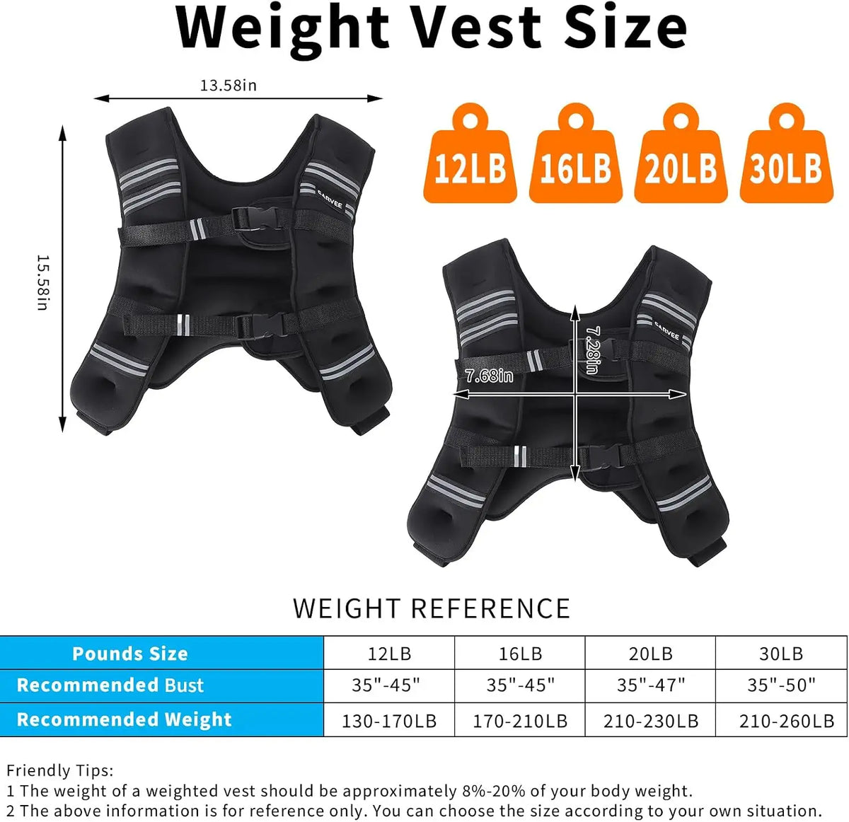 Weighted Vest for Men Women 20Lb Weights Included, Workout Equipment Strength for Training Workout, Jogging, Cardio, Walk Reflective Stripe Buckle