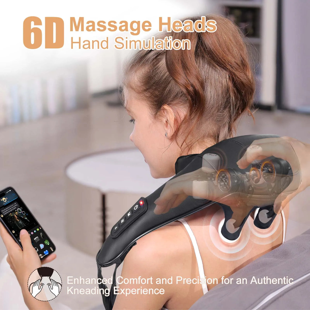 MASGRE Cordless Shiatsu Neck And Back Massager With Heat