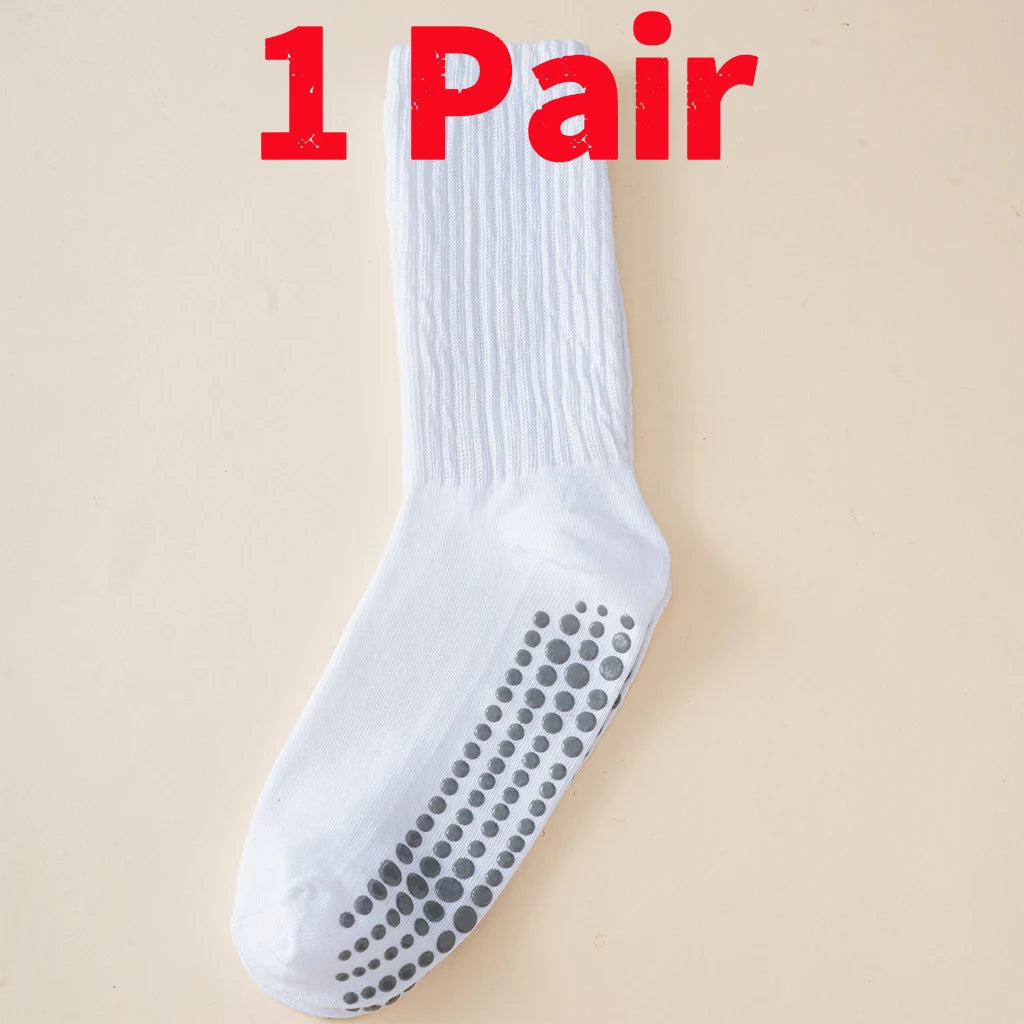 1/3/6 Pairs Slouch Pilates Socks For Women Non Slip Grippy Yoga Socks Long Scrunch Crew Socks For Workout Barre