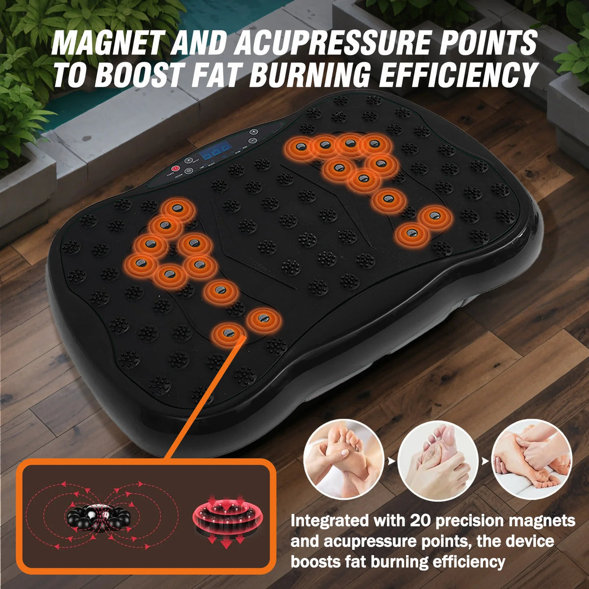 Vibration Plate Exercise Machine Full-Body with Resistance Bands Remote Control BL for Home Fitness Weight Loss Fat Burning