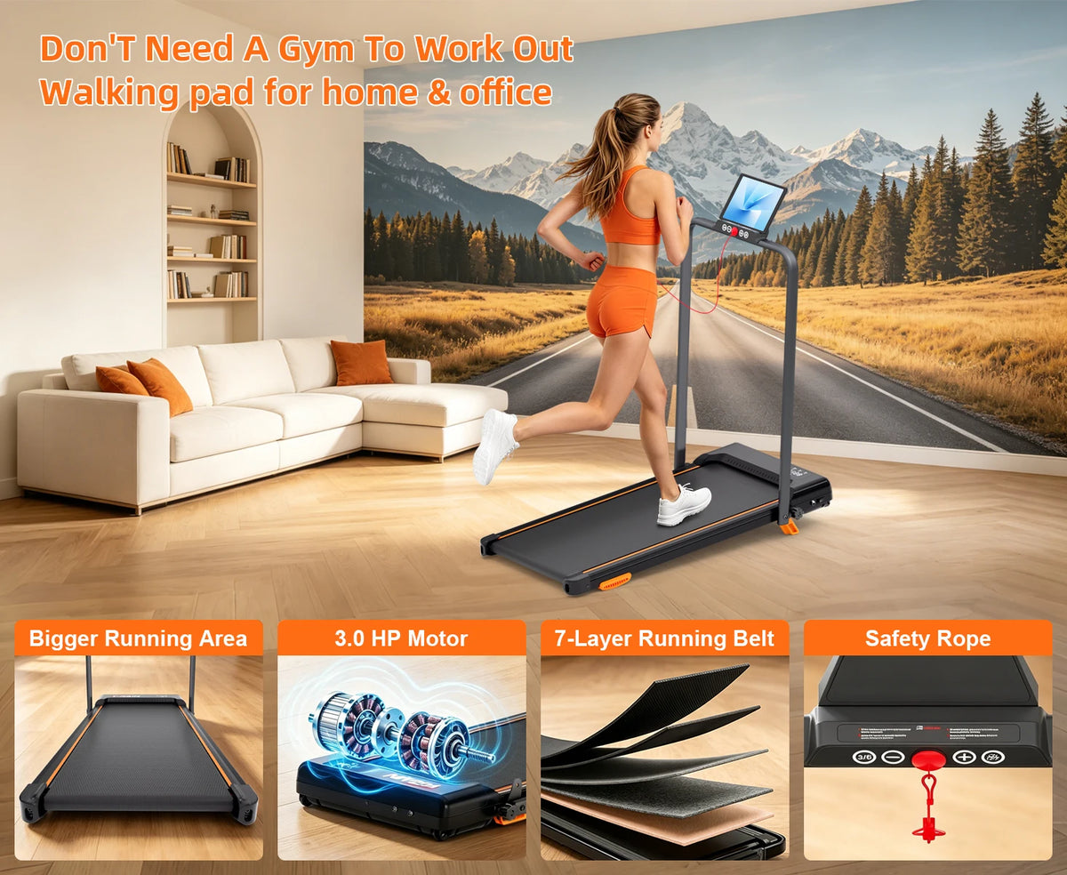 Foldable Home Treadmill With Manual Incline And Quiet Operation