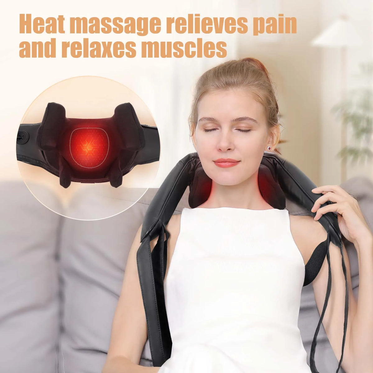 MASGRE Cordless Shiatsu Neck And Back Massager With Heat