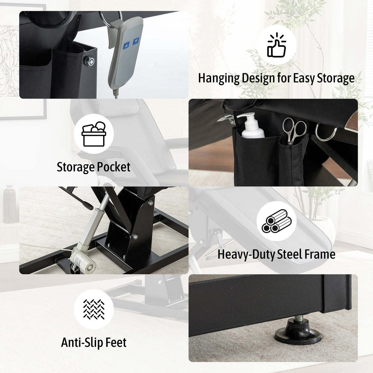Electric Height Adjustable Massage Table With Reclining Backrest