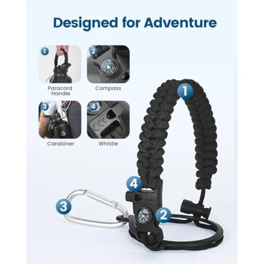 Vacuum Insulated Stainless Steel Water Bottle With Carry Strap