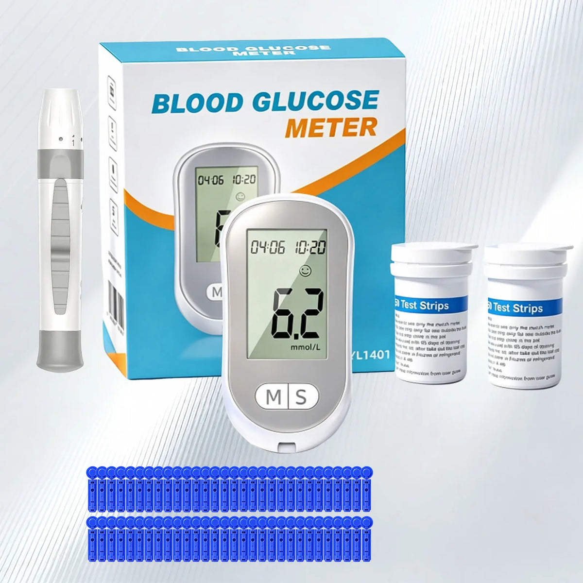 Blood Glucose Monitor Kit, 50 Test Strips & 50 Lancets Blood Sugar Testing Kit with Glucometer and Lancing Device, No Coding, Glucose Monitor for Home Use, Diabetes Testing