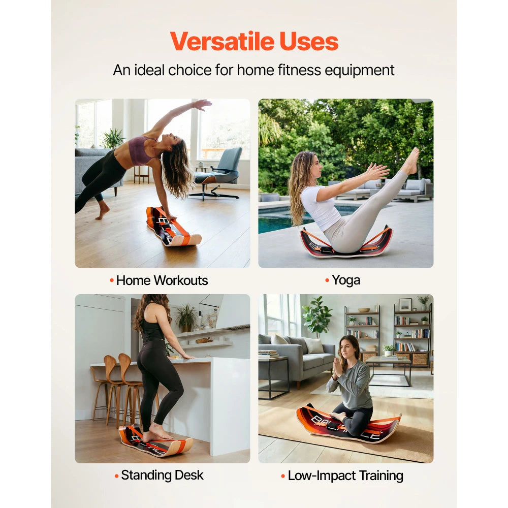 Wooden Wobble Balance Board for Core Training and Home Workouts