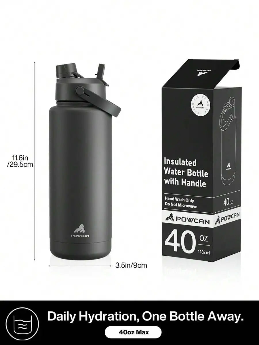 Insulated Stainless Steel Water Bottle With Straw And Spout Lid