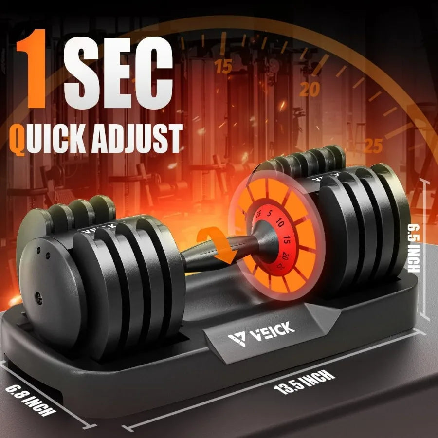 Adjustable Dumbbell With Non Slip Handle And Weight Tray