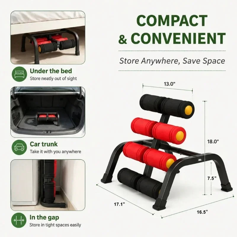 Foldable Back Stretcher With Massage Rollers For Lumbar Relief