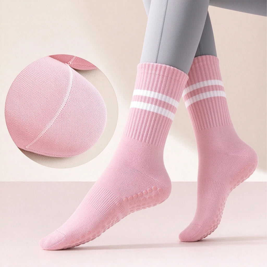 1/3/6 Pairs Non Slip Yoga Socks Women Cotton Mid Tube Grip Socks for Pilates Barre Workout Fitness Hospital Sports Socks