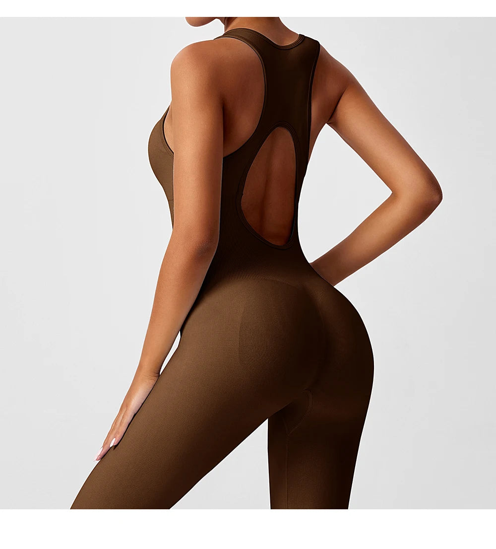 DPSTGYM Seamless V Back Yoga Bodysuit With Tummy Control