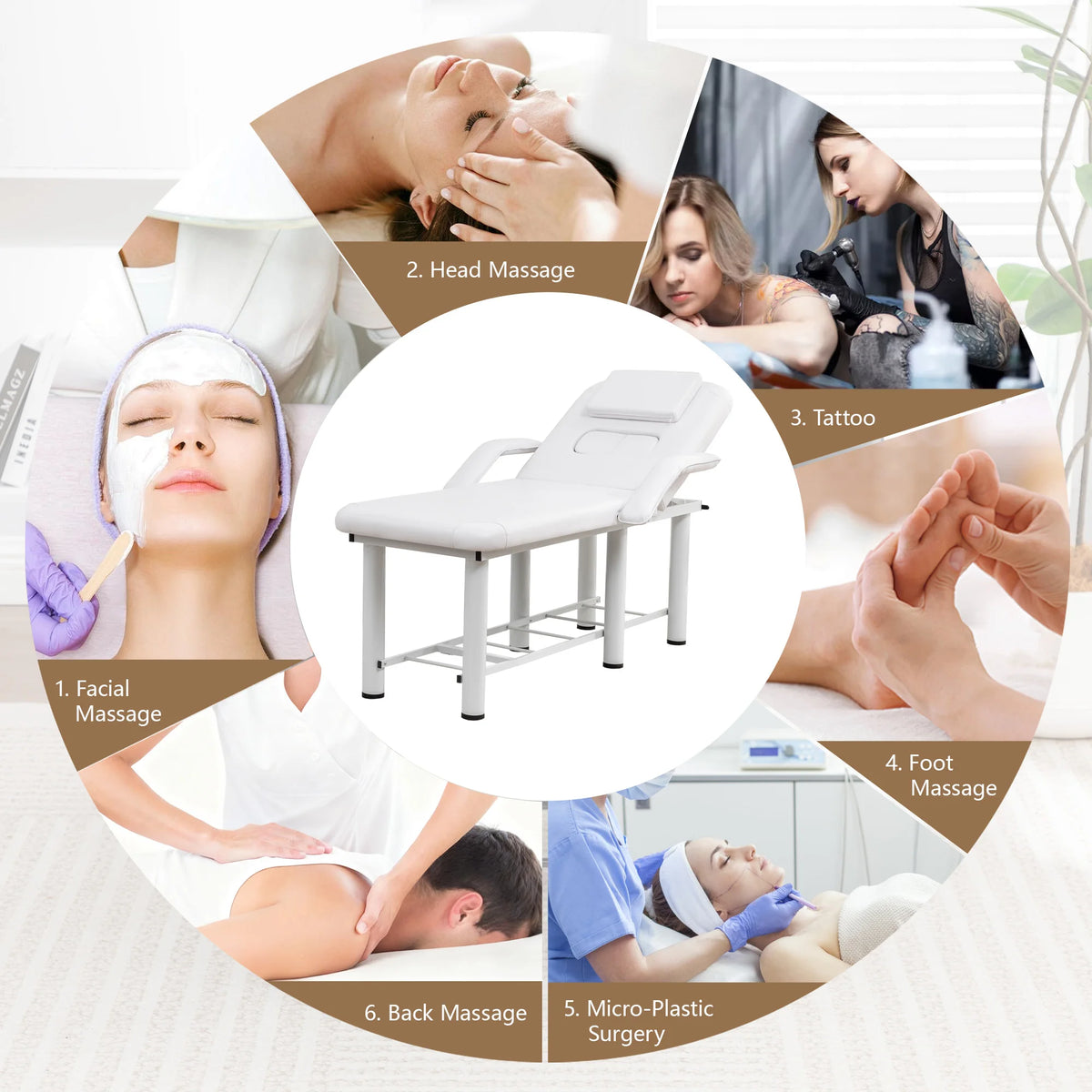 Professional Beauty Massage Bed With Removable Headrest And Storage Shelf