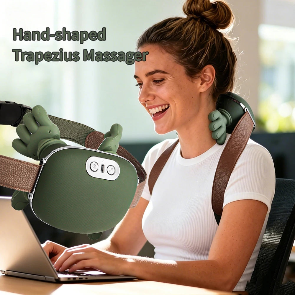 4D Electric Neck Massager Wireless Cervical Massage Device Shiatsu Deep Tissue Shoulder Body Relaxation Massager for Men Women