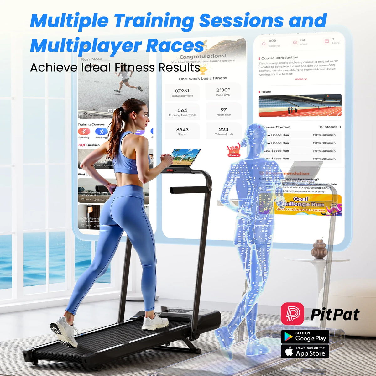 300Ibs Capacity 3.0HP Portable Treadmill for Home Remote Control LCD Display Walkingpad Foldable Treadmills with Handle Incline