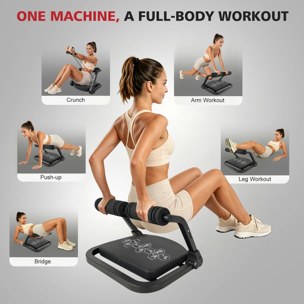 Abdominal Core Trainer Machine with Resistance Bands for Home Gym Ab Workout Strength Training Equipment