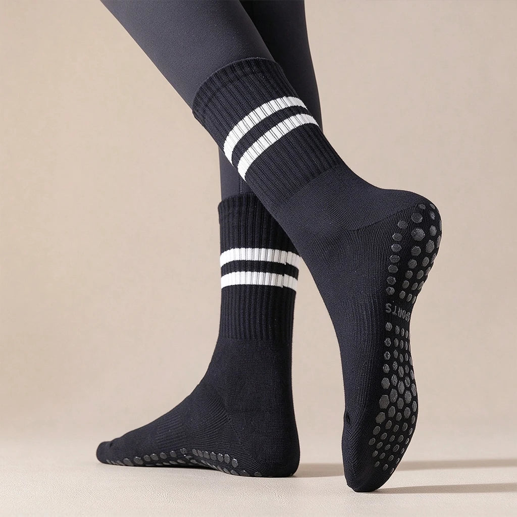 1/3/6 Pairs Non Slip Yoga Socks Women Cotton Mid Tube Grip Socks for Pilates Barre Workout Fitness Hospital Sports Socks
