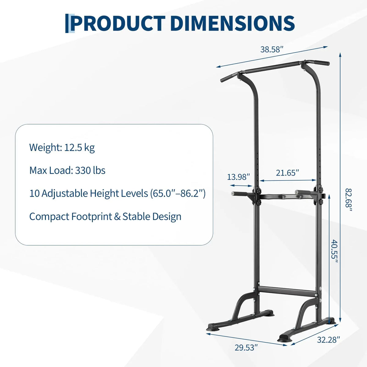 HiMISS Adjustable Power Tower Dip Station Home Gym Strength Trainer