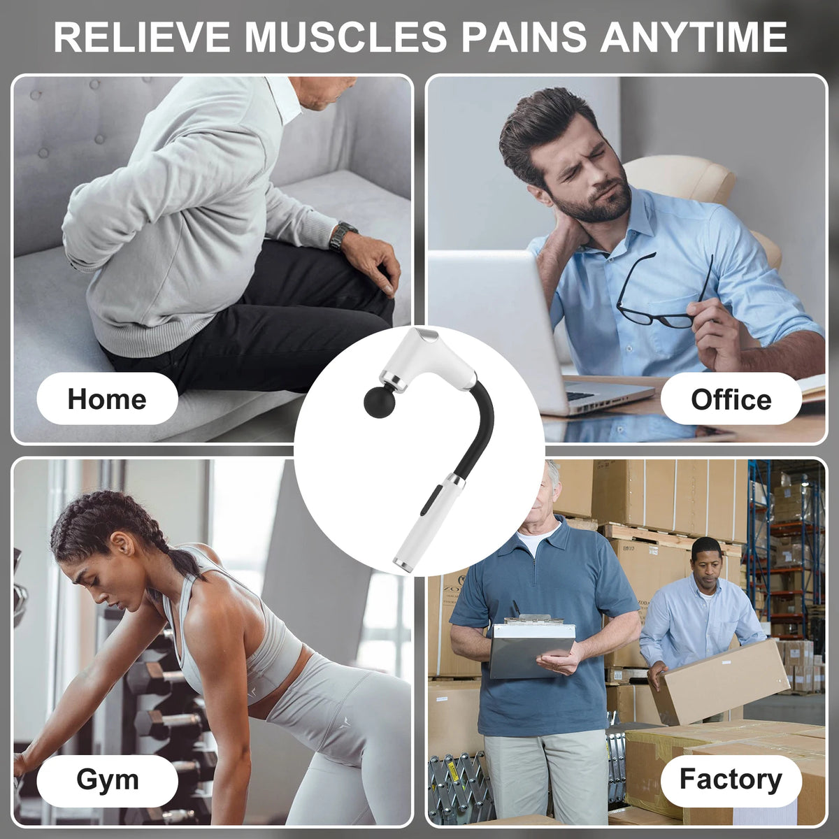 2026 New 8-in-1 Long-Handle Massage Gun. Relieves Back and Full-Body Muscle Tension. 6 Speeds & 3 Massage Modes for Deep Tissue Relaxation. Long-Lasting Battery, USB Charging, LED Display. Suitable for Home, Fitness and Outdo