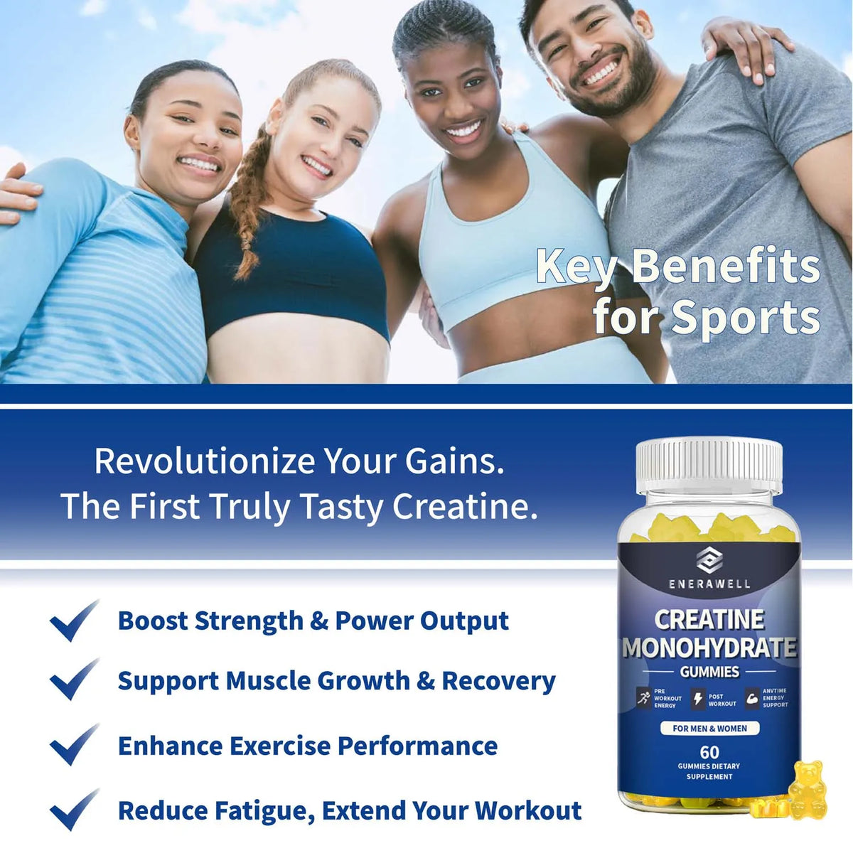 Creatine Monohydrate Gummies for Muscle Support and Athletic Performance