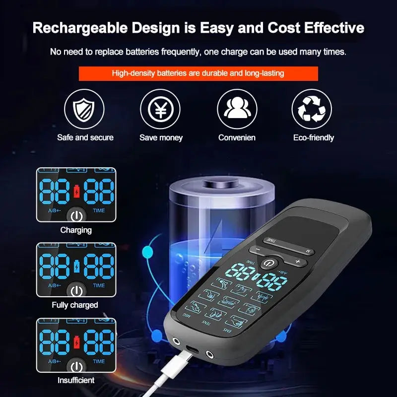 Jitesy Rechargeable TENS EMS Muscle Stimulator Pain Relief Massager