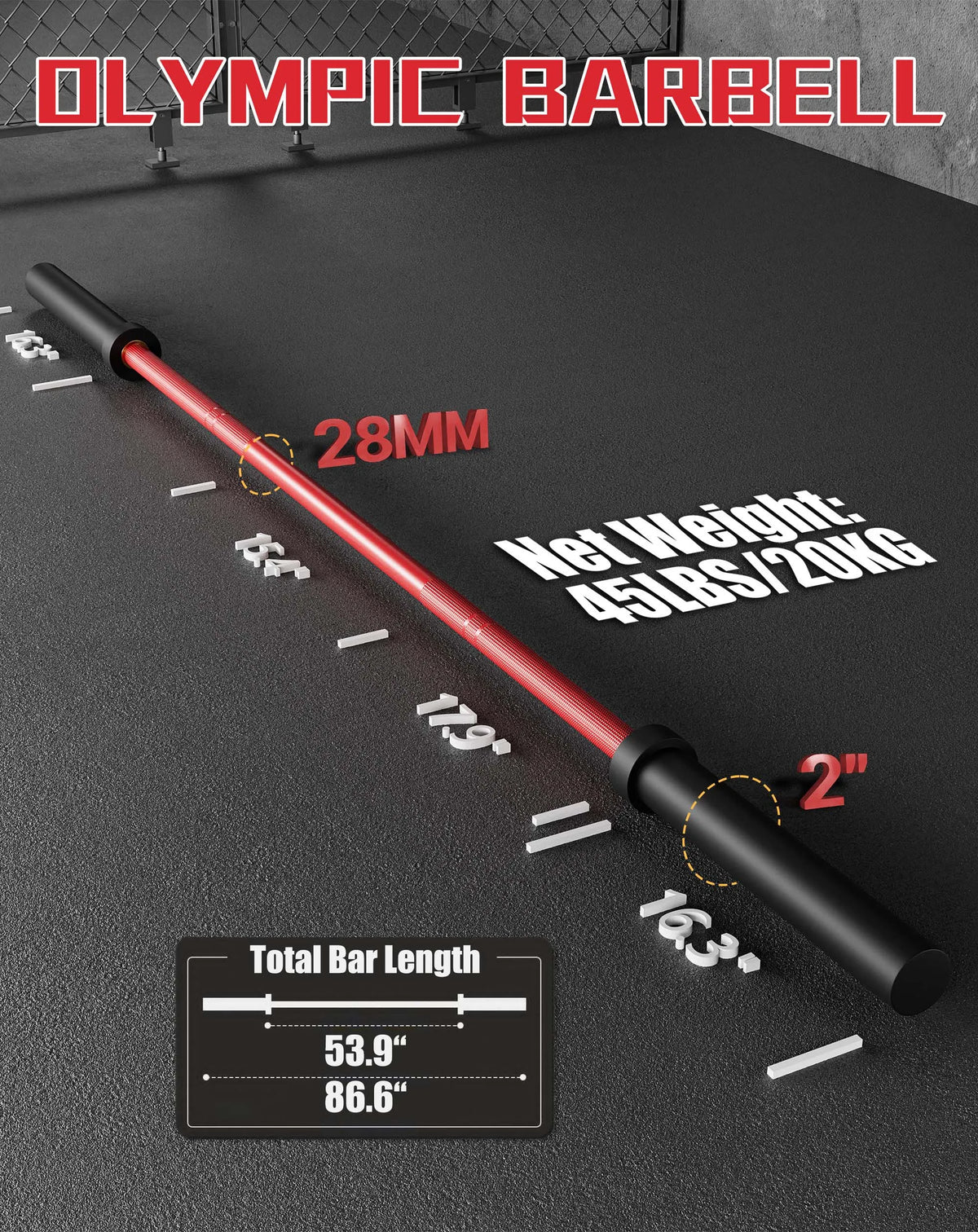 HiMISS Strength Training Barbell for Squats Deadlifts and Presses