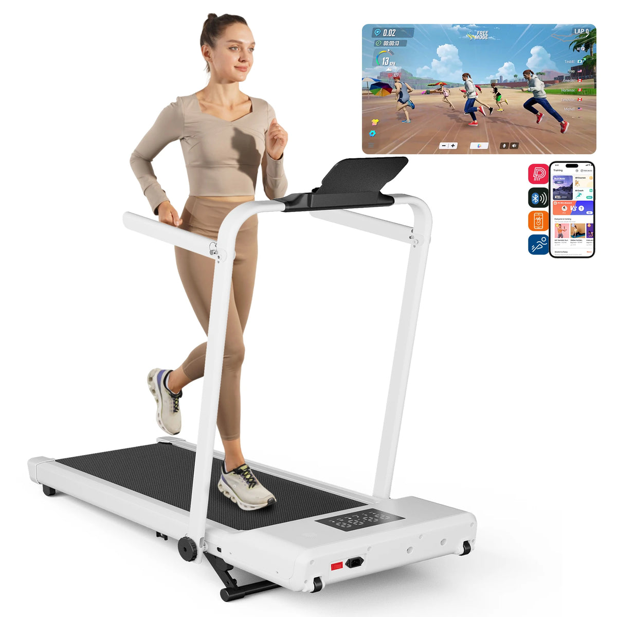 300Ibs Capacity 3.0HP Portable Treadmill for Home Remote Control LCD Display Walkingpad Foldable Treadmills with Handle Incline