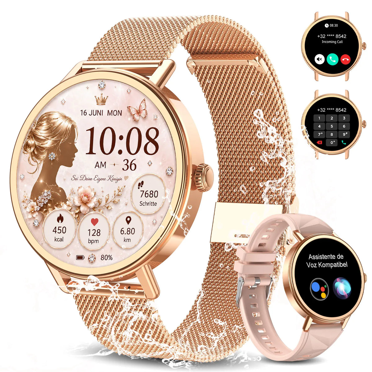 Blackview Smart Watches for Women Android iOS HD Screen Fitness Tracker with Heart Rate IP68 Waterproof Smartwatch Compatible With iPhone Huawei Xiaomi