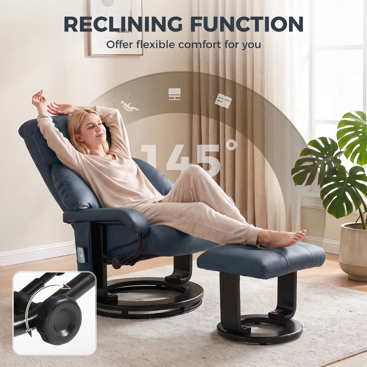 HOMCOM Massage Recliner Chair With Ottoman And Ten Point Vibration