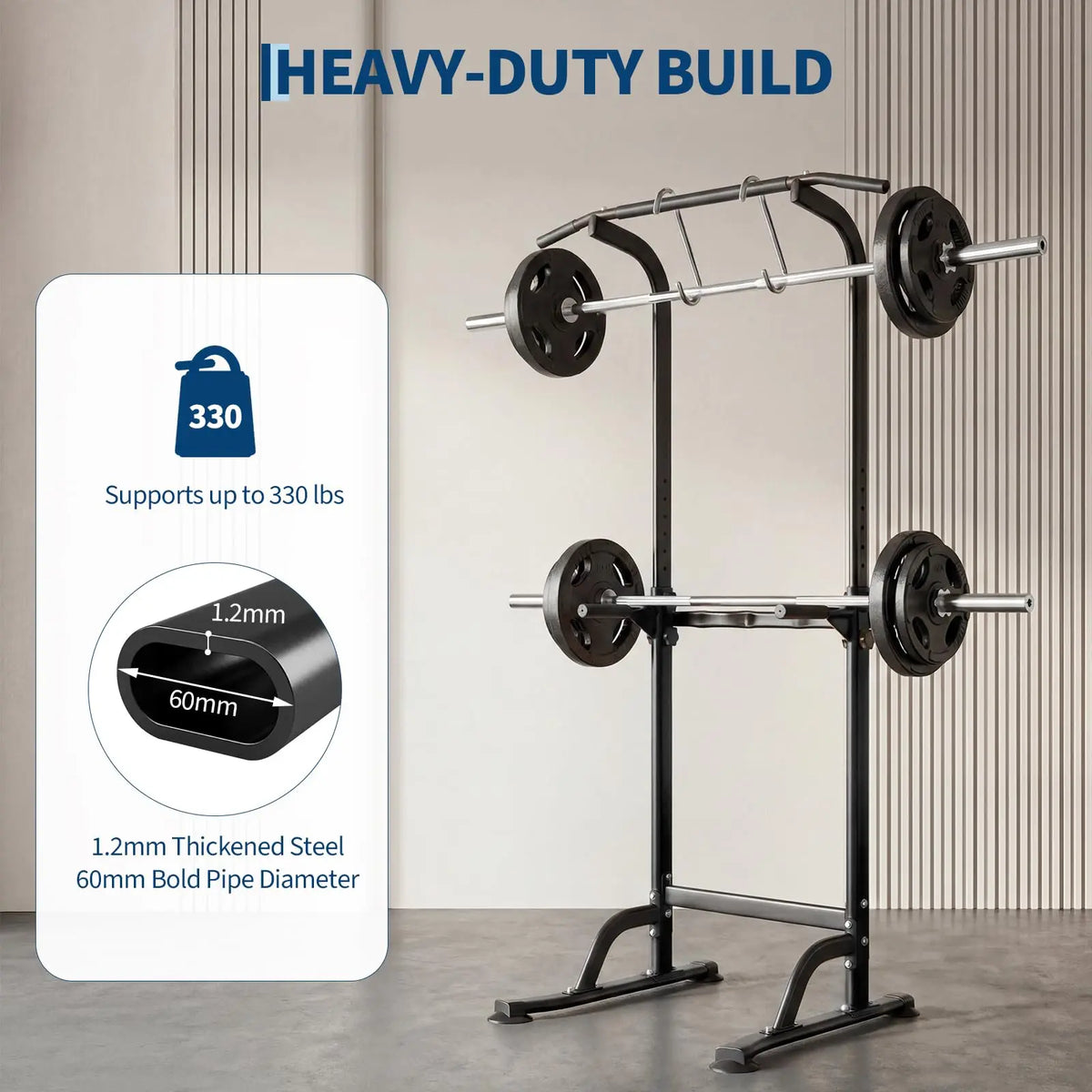 HiMISS Adjustable Power Tower Dip Station Home Gym Strength Trainer