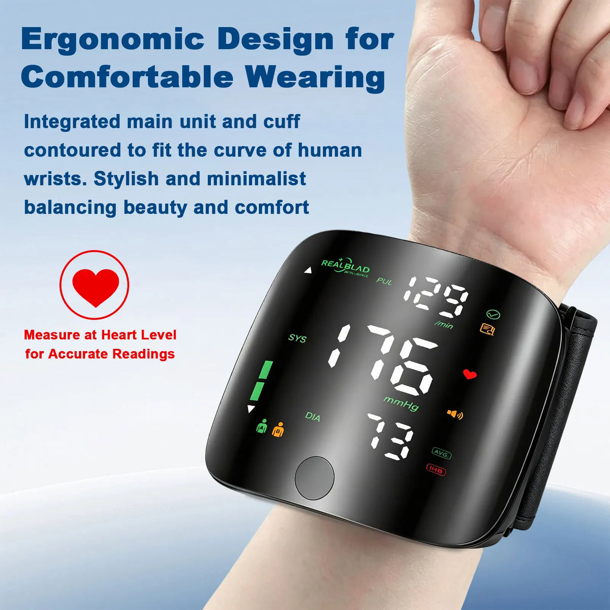 Digital Wrist Blood Pressure Monitor Automatic Sphygmomanometer for Blood Pressure Pulse Rate Measurement Large LED Screen Voice Prompt Rechargeable Dual User 99 Records Portable Home Health Monitor