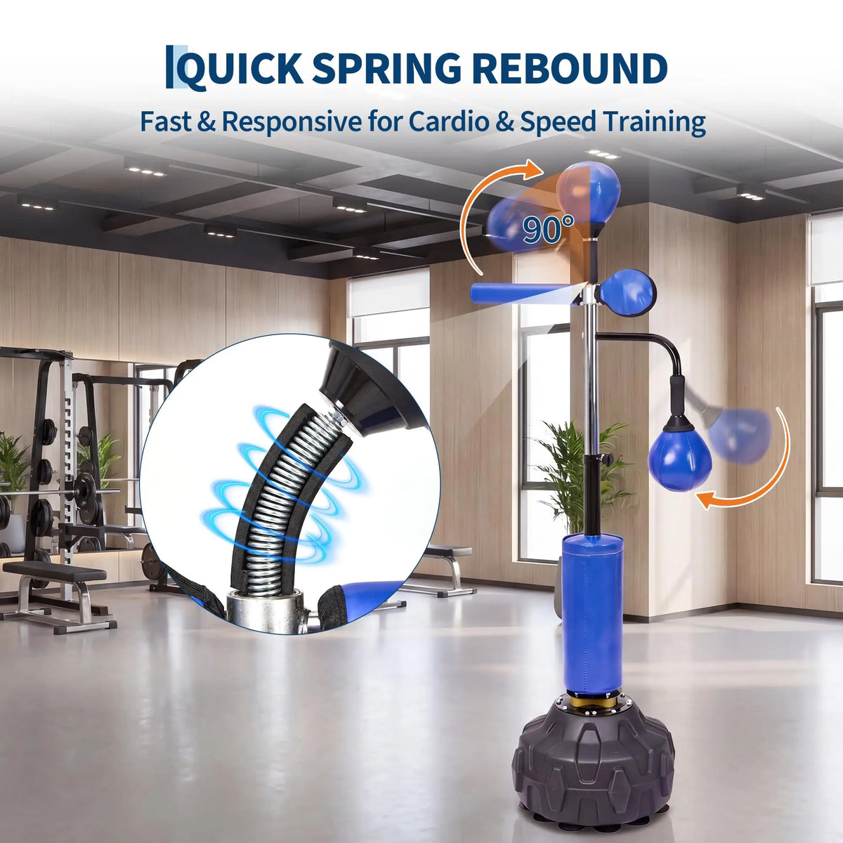 Height Adjustable Freestanding Boxing Bar With Swivel Bar And 2 Speed Balls Ideal For Adult MMA And Muay Thai Training Improves Dodging Reflexes And Punch Accuracy