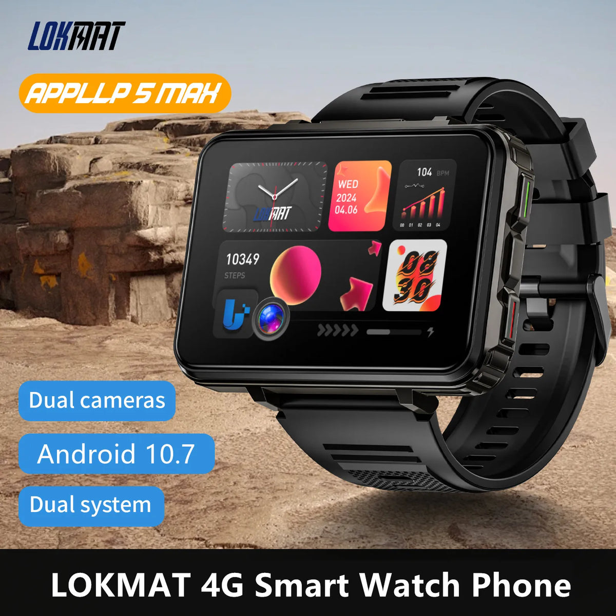 LOKMAT Android Smartwatch Phone With 4G Calling And Dual Cameras
