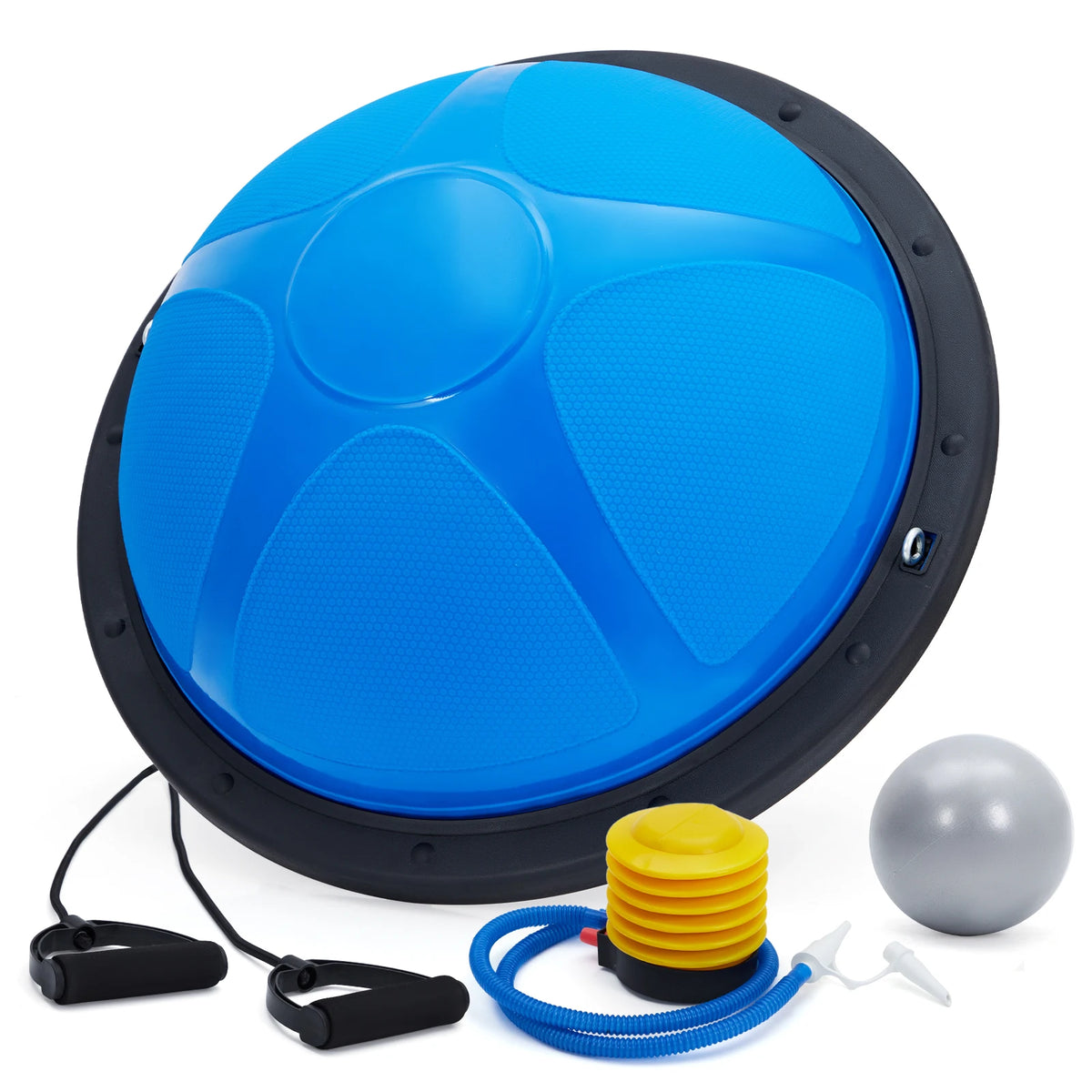 23" Half Balance Ball Trainer, 1600 lb Capacity, Non-Slip Base, Resistance Bands & Pump, Inflatable Yoga Ball for Core Strength, Stability, Pilates, Home Gym Equipment