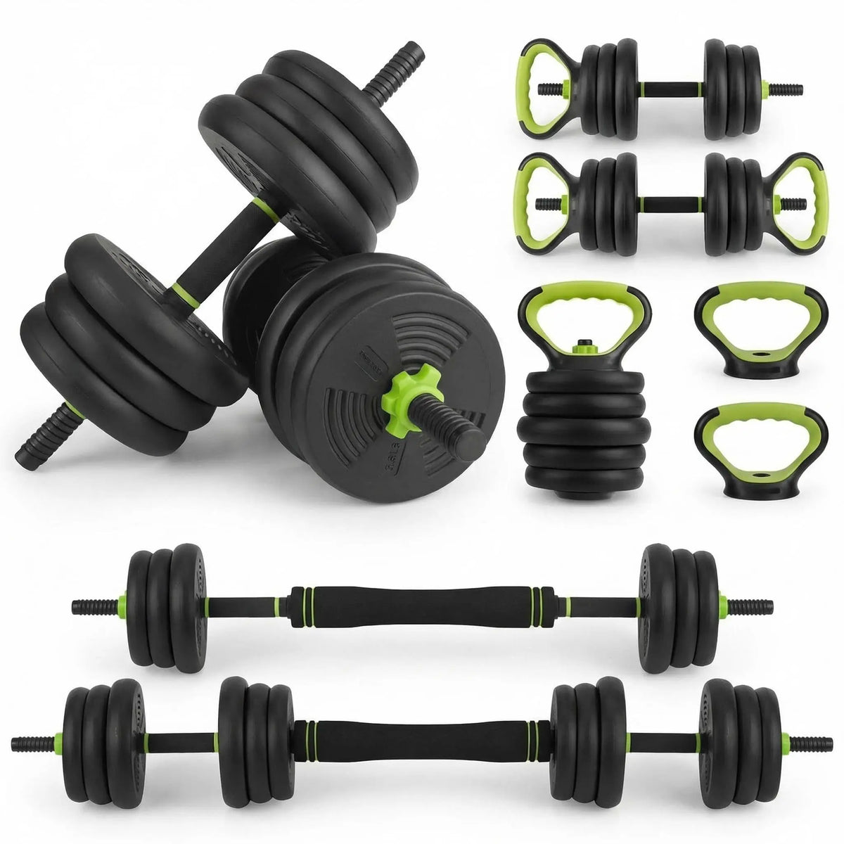 Adjustable Weight Set 44 Lbs, 4-in-1 Dumbbell Set and Barbell Weight Set for Home Gym, Converts to Kettlebell & Push-Up Stand, Free Weights Dumbbells Set for Men & Women Full Body Workout