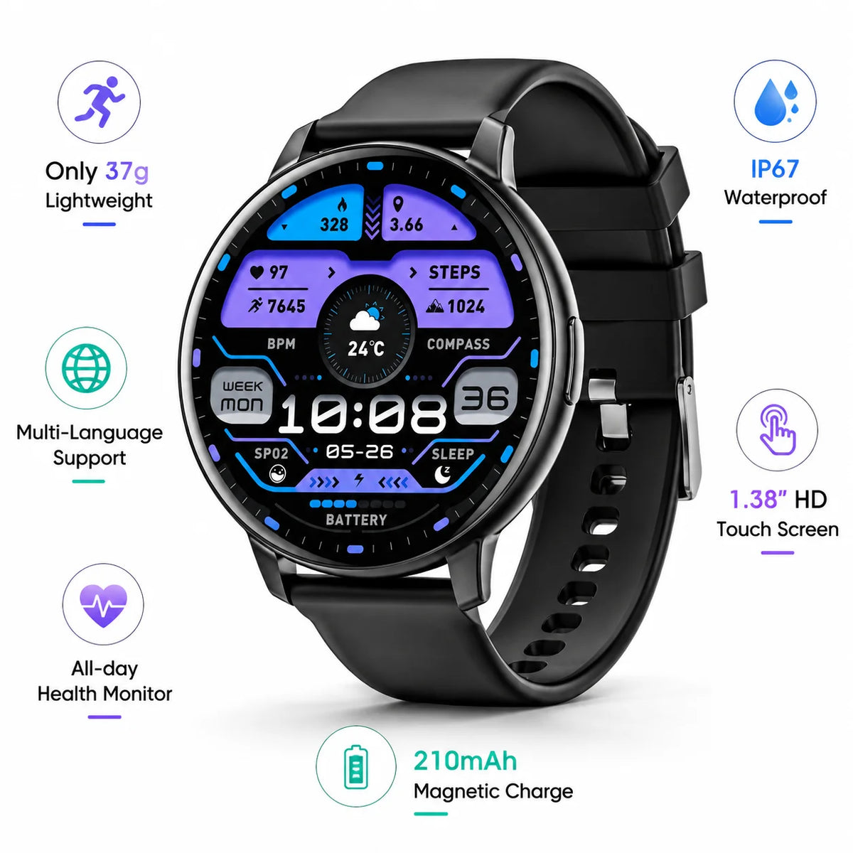 Bluetooth Calling Smartwatch With Fitness Tracking And Health Monitoring