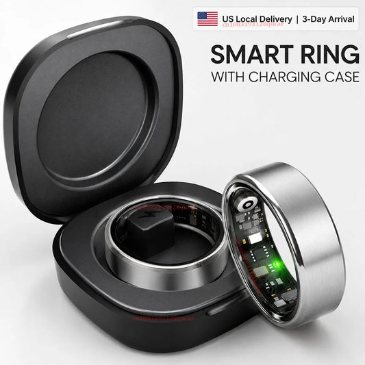 2026 New Smart Ring Blood Oxygen Heart Rate Sleep Female Menstrual Cycle Monitoring Smartring IP68 & 5ATM Waterproof Multi-sport Mode Smartring Man Women Ship from USA