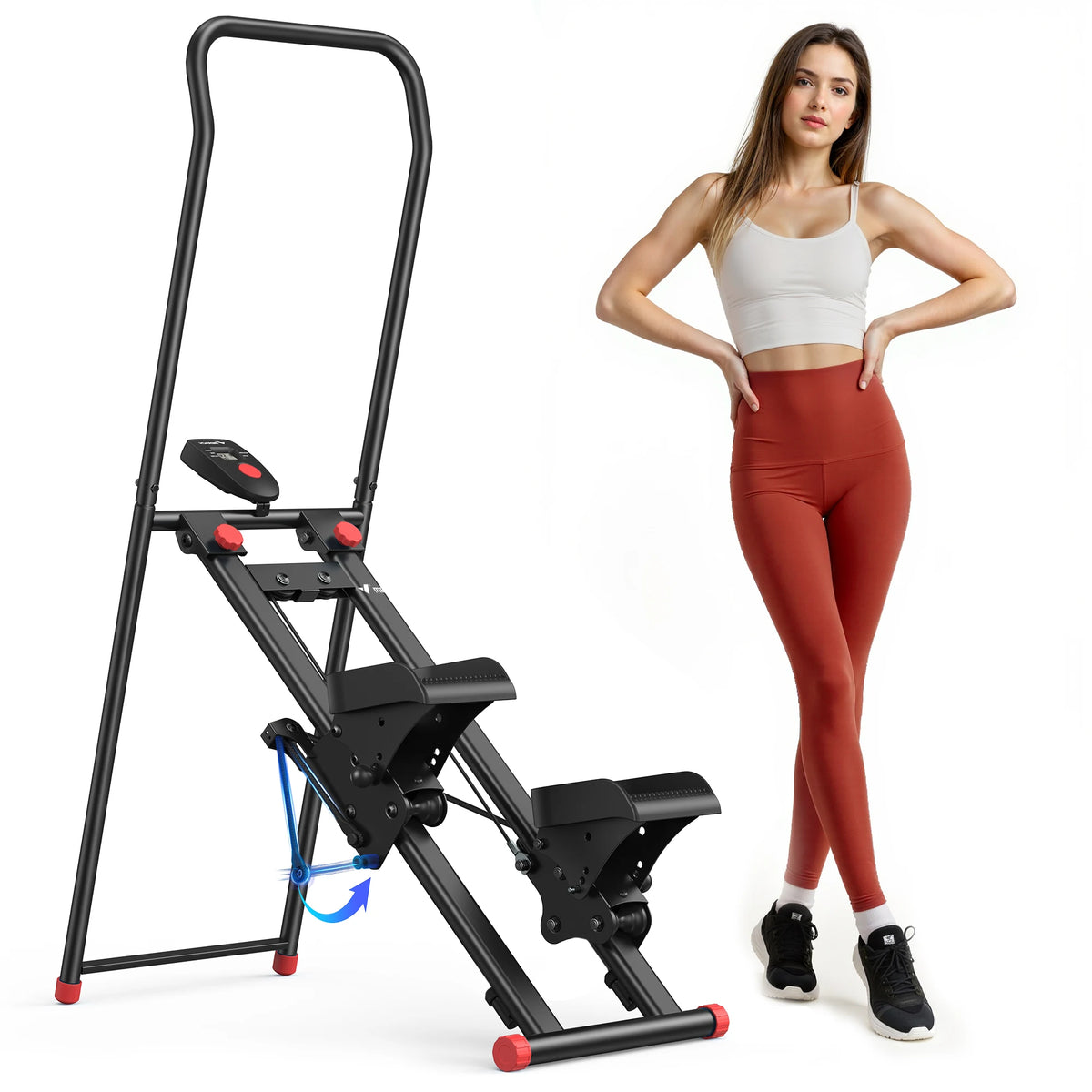 MERACH Stair Stepper 300 lbs Capacity with 3 Adjustable Angles Non-Slip Pedals & LCD Monitor Adjustable Resistance Foldable Stair Climber Stable Triangle Design For Home Gym Cardio Weight Loss Full Body Toning Workouts