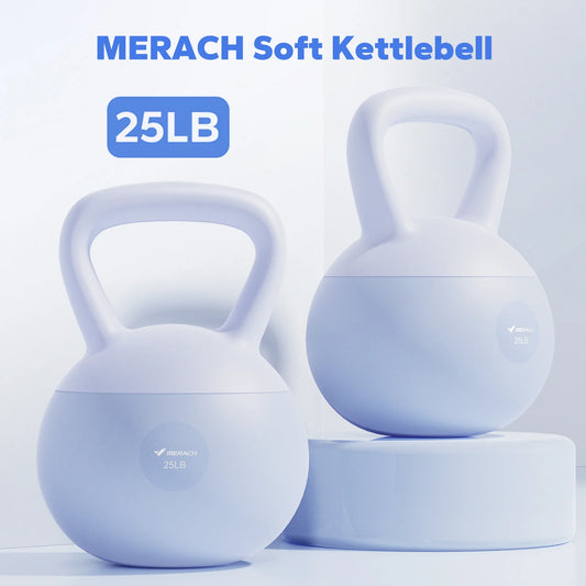 MERACH Kettlebell Sand Filled Shock Absorbing 15/25 LB PVC Quiet Kettlebell for Home Gym Apartment Floor-Friendly Non-Slip Rubber Base Wide Handle Safe Drop-Proof Workout Weight for Women Beginners & Seniors