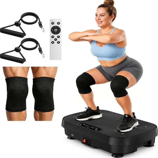 Whole Body Vibration Shaker Platform Home Fat Burning Training Machine Wireless Remote Include Pull Ropes Knee Support Pads Fitness Workout Equipment