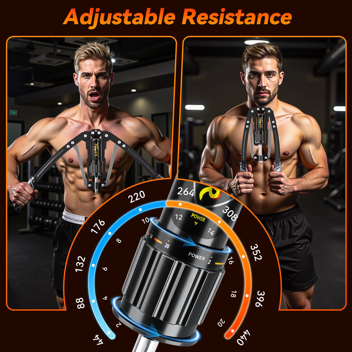 Adjustable Hydraulic Power Twister Arm Exerciser, 22-440lbs Home Chest Expander & Shoulder Muscle Training Fitness Equipment