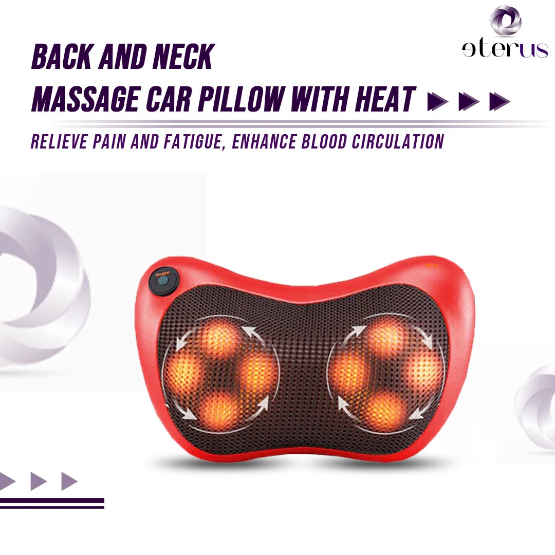 Deep Tissue Kneading Neck and Back Massager with Infrared Heat Car Seat Headrest Massage Cushion Ergonomic Cervical Spine Pain Relief Pillow