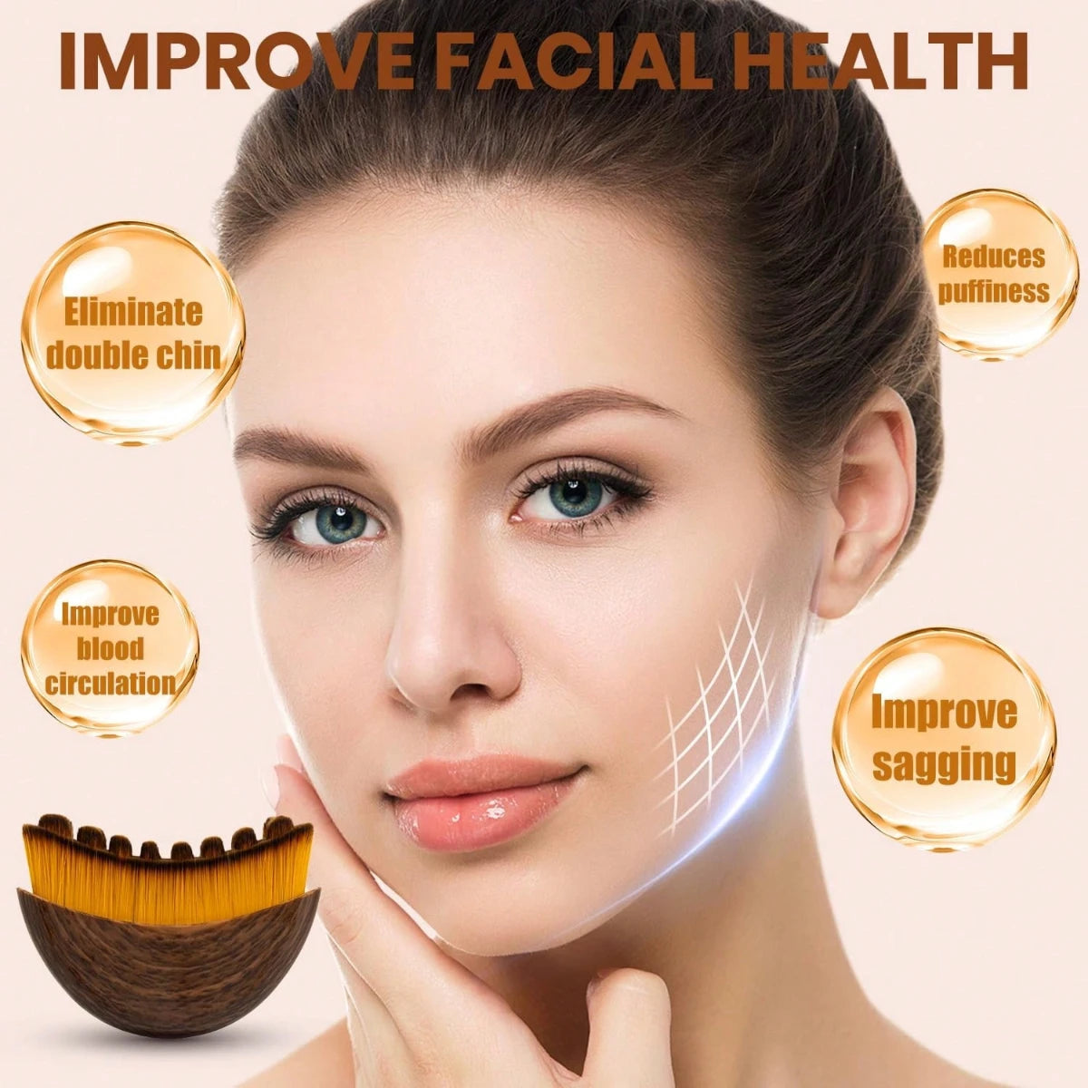 Lymphatic Contour Face Brush for Jawline Sculpting and Facial Massage