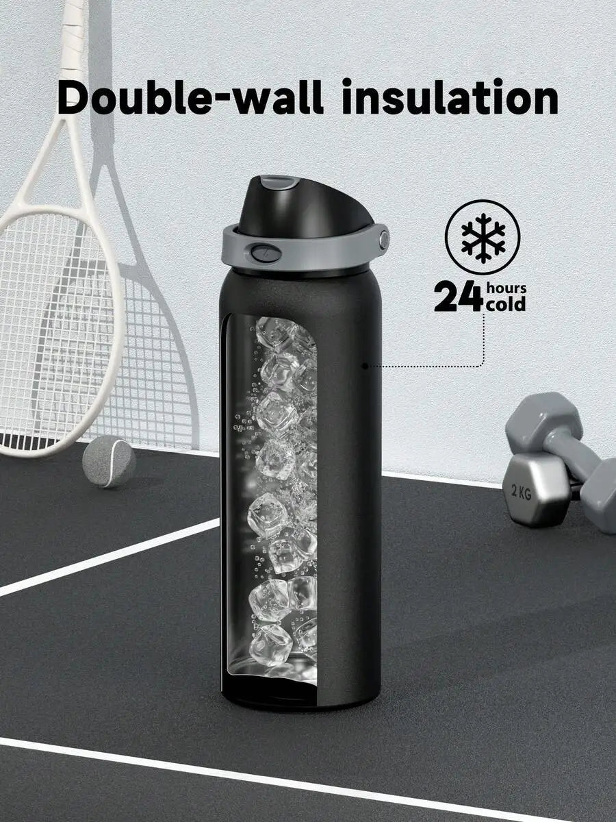 Insulated Water Bottle With Straw And Spout Lid Leakproof Design