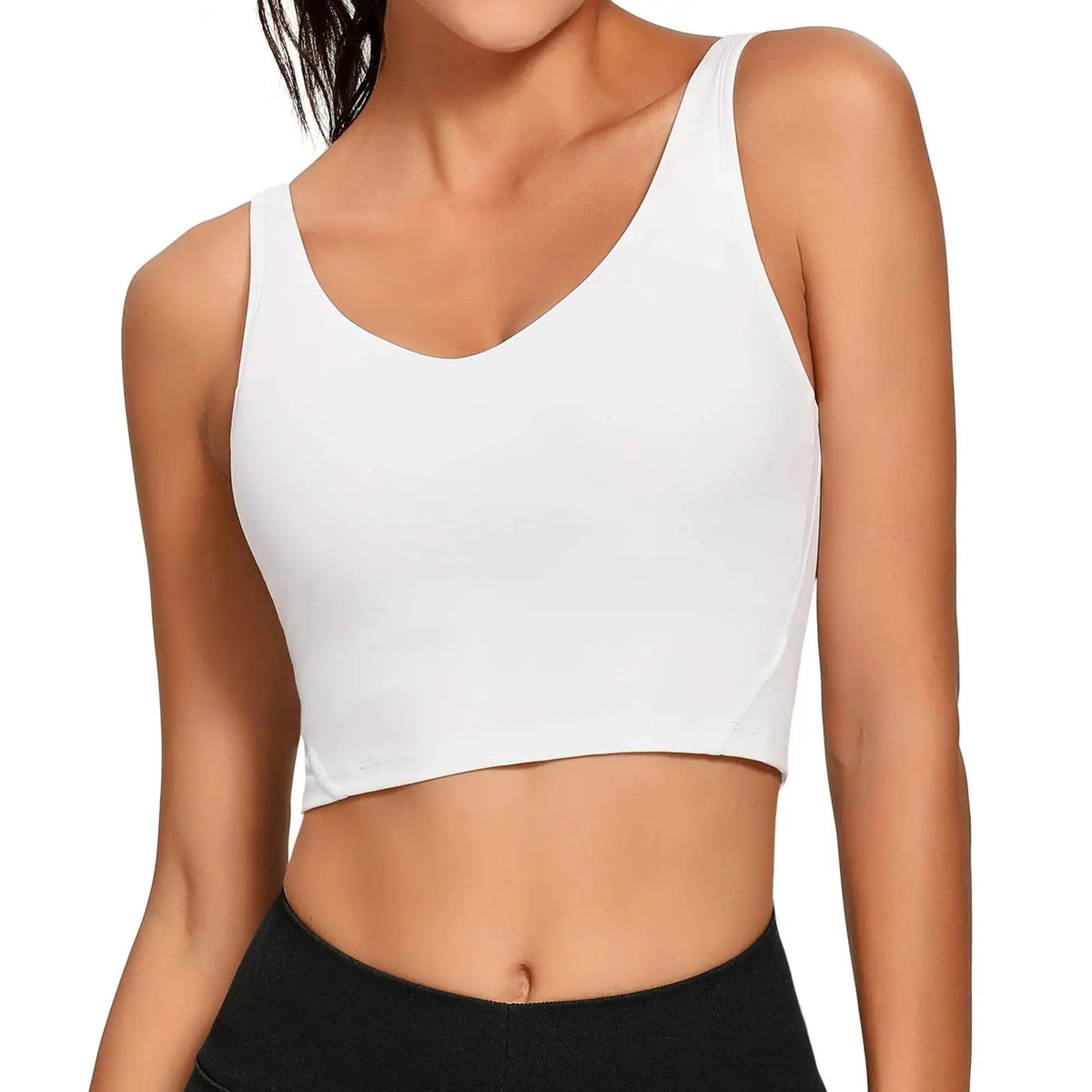 Womens Longline Wirefree Padded Sports Bra for Yoga and Fitness
