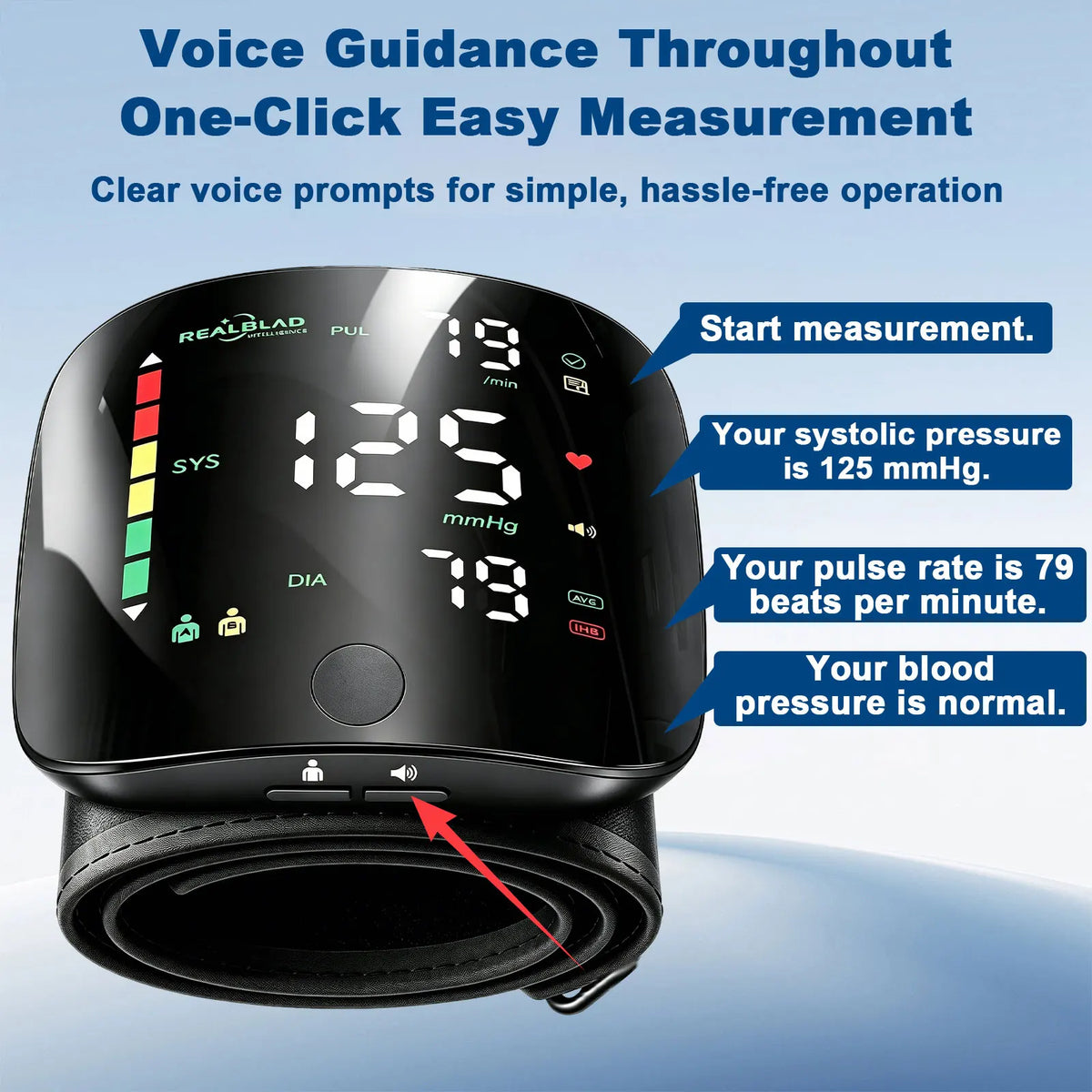 Digital Wrist Blood Pressure Monitor Automatic Sphygmomanometer for Blood Pressure Pulse Rate Measurement Large LED Screen Voice Prompt Rechargeable Dual User 99 Records Portable Home Health Monitor