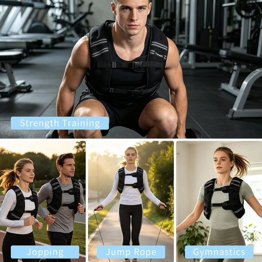 Weighted Vest for Men Women 20Lb Weights Included, Workout Equipment Strength for Training Workout, Jogging, Cardio, Walk Reflective Stripe Buckle