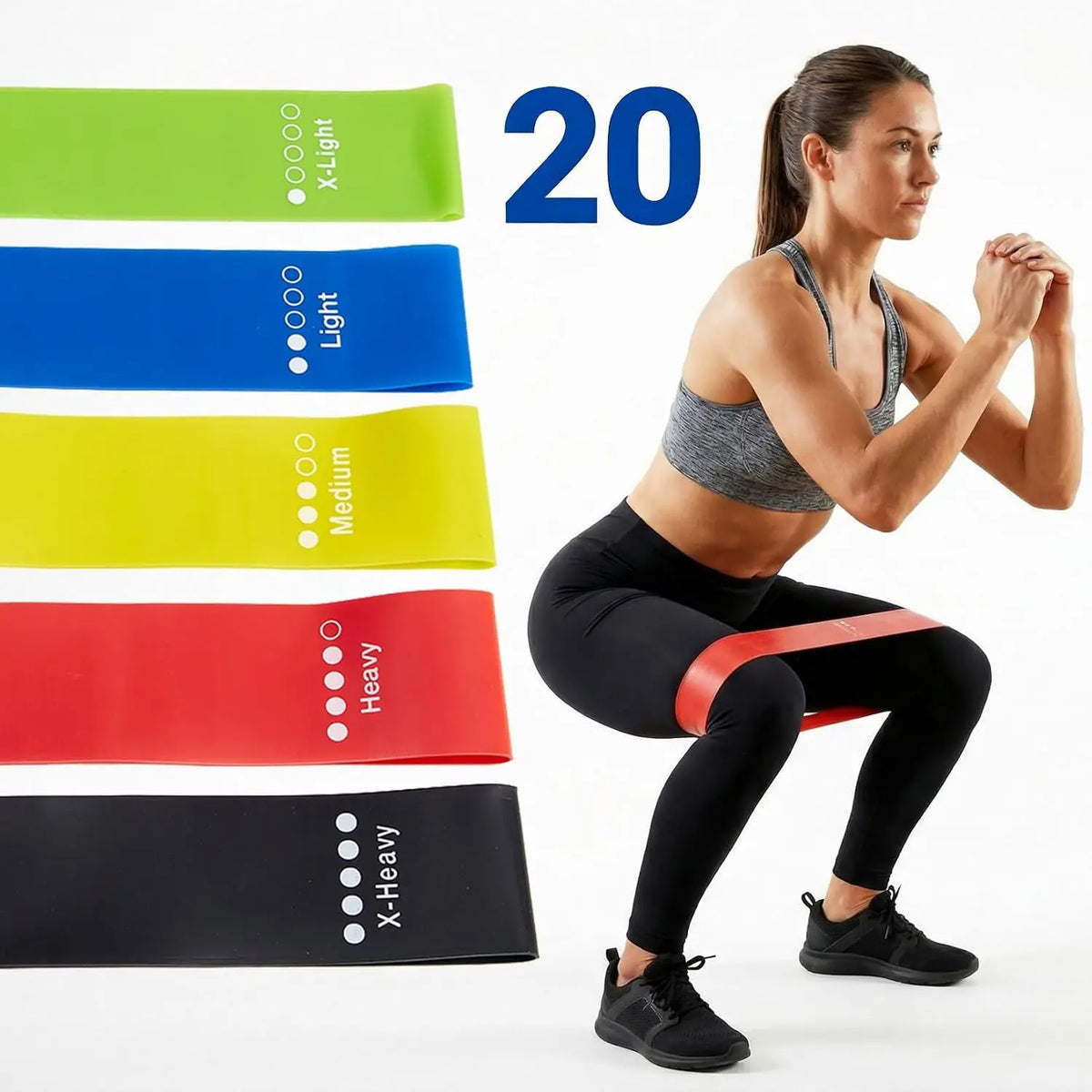 20 Count TPE Resistance Bands Fitness Set Elastic Exercise Loops for Strength Workout Muscle Stretching  Yoga Gym Equipment Elastic Rubber Loop