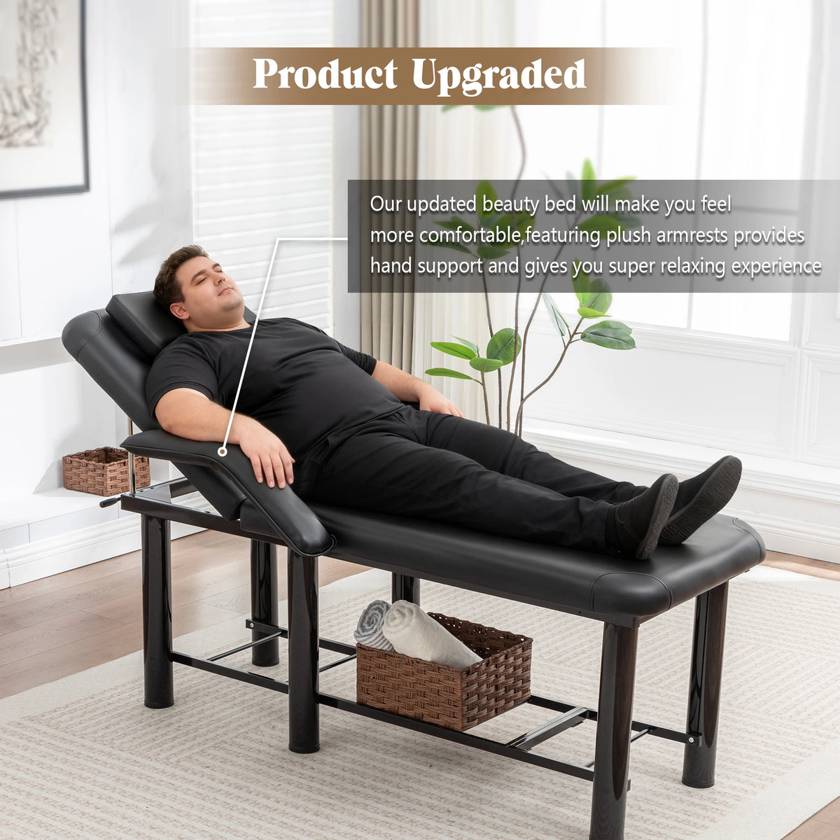 Professional Massage Table with Removable Headrest and Storage Shelf